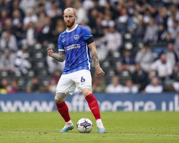 Connor Ogilvie has been out with an ankle injury since October. The left-back is closing in on a return to action with Pompey. (Image: Jason Brown)