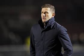 Pompey boss John Mousinho at Northampton Town. Pic: Jason Brown