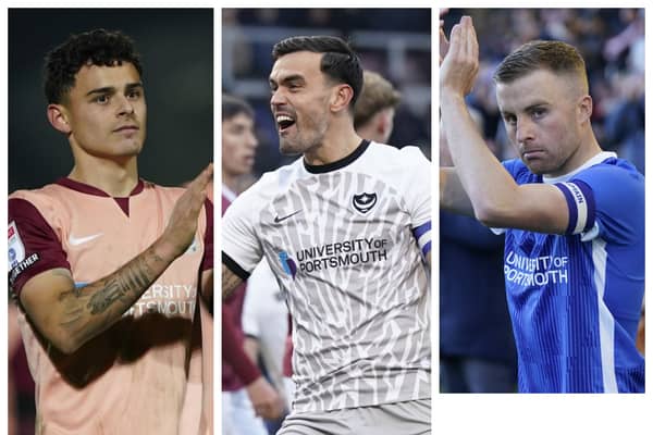 From left to right: Alex Robertson, Marlon Pack and Joe Morrell are all vying to start in midfield against Bolton. Pic: Jason Brown.