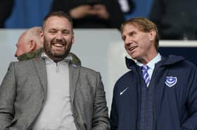 Pompey sporting director Rich Hughes, left, with Blues director Eric Eisner