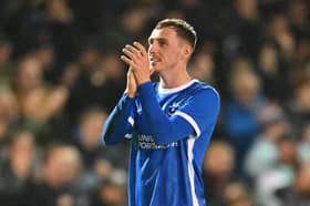 Gavin Whyte claimed his first Pompey league assist in the 2-0 success over Bolton. Picture: Graham Hunt/ProSportsImages