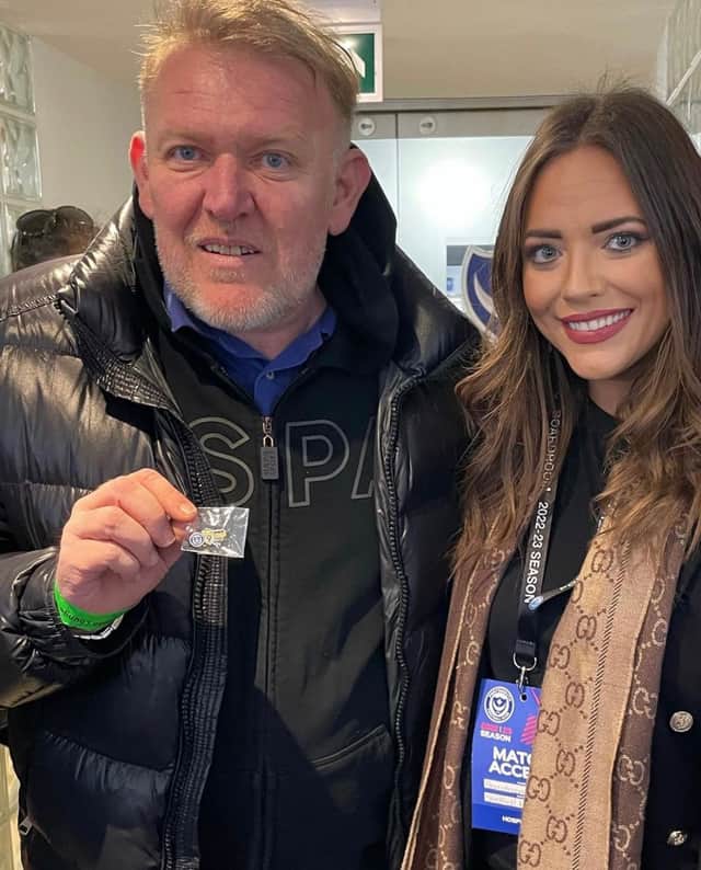 Legendary Pompey and ex-Barcelona and Real Madrid player Robert Prosinecki meets Rebecca Markham in 2023.