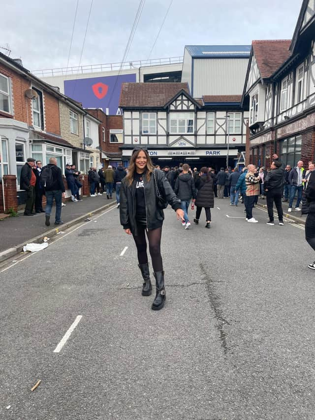 Rebecca Markham at her beloved Fratton Park.