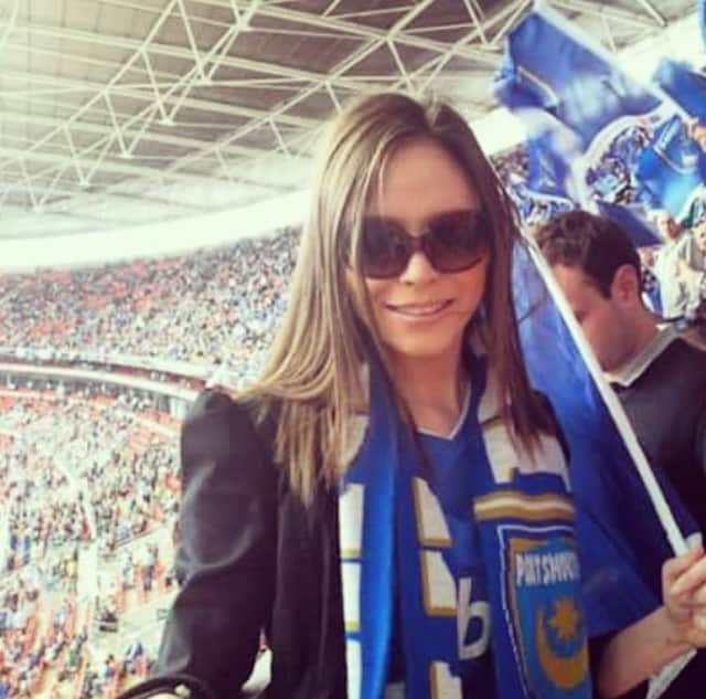 Rebecca Markham at the 2010 FA Cup final at Wembley, where Pompey played Chelsea.