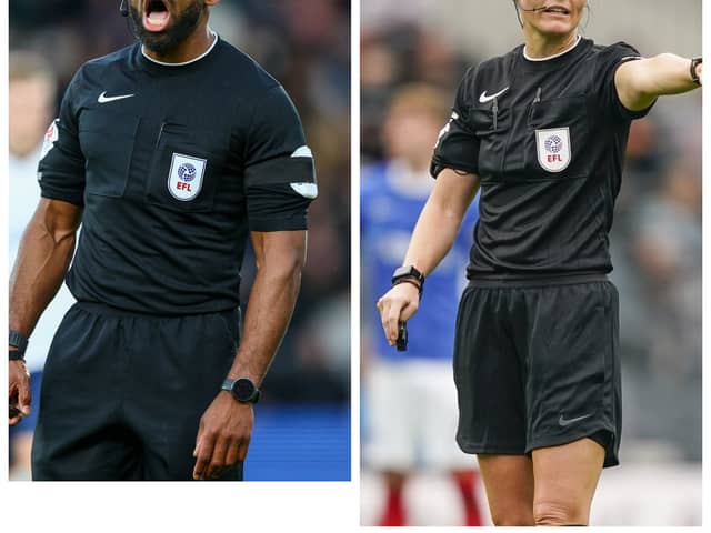 Officials Sam Allison, left, and Rebecca Welch, right, are blazing a trail with their Premier League appointments - but their impacts with Pompey weren't so positive.