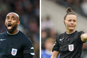 Officials Sam Allison, left, and Rebecca Welch, right, are blazing a trail with their Premier League appointments - but their impacts with Pompey weren't so positive.