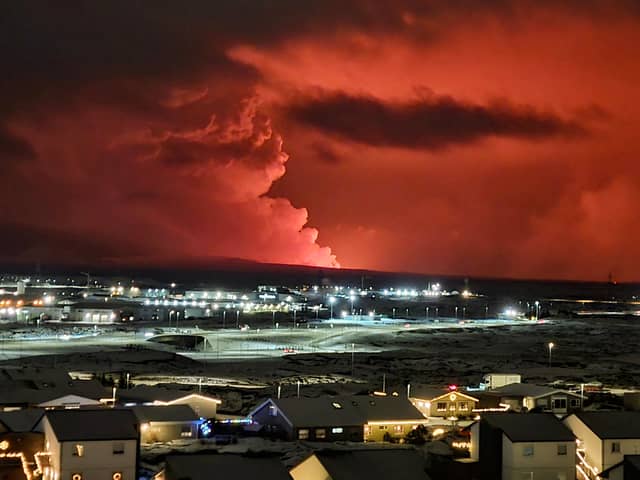 The volcano near the Icelandic town of Grindavik has erupted after weeks of anticipation which saw residents evacuate from nearby villages. (Credit: AFP via Getty Images)