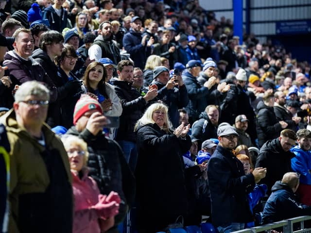 Portsmouth fans during the EFL Trophy match between Portsmouth and AFC Wimbledon at Fratton Park, Portsmouth, England on 19 December 2023. Jason Brown/ProSportsImages