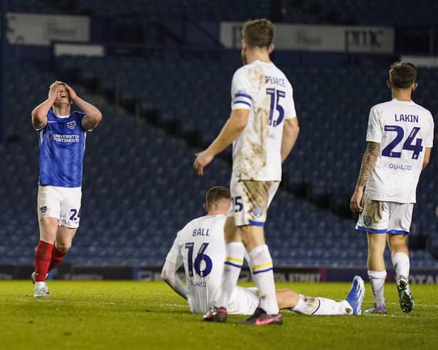 Pompey midfielder Terry Devlin had a night to forget against AFC Wimbledon. Pic: Jason Brown/ProSportsImages