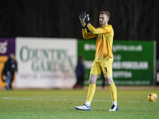 Pompey keeper Will Norris has been backed by John Mousinho after not reaching his usual high levels of distribution at Exeter. Jason Brown/ProSportsImages