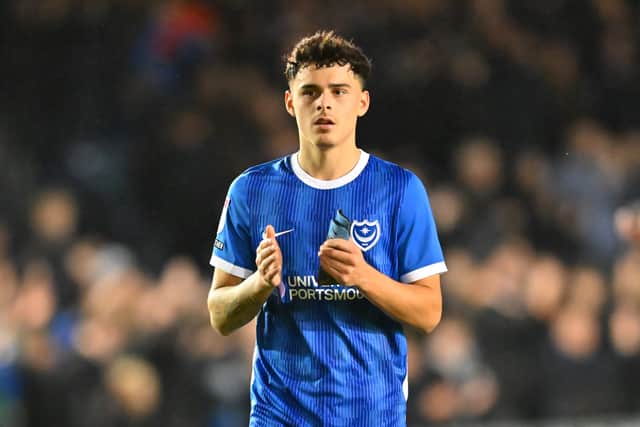 Everton are on the trail of Manchester City loanee Alex Robertson, who's thrived at Pompey this season. Pic: Graham Hunt/ProSportsImages