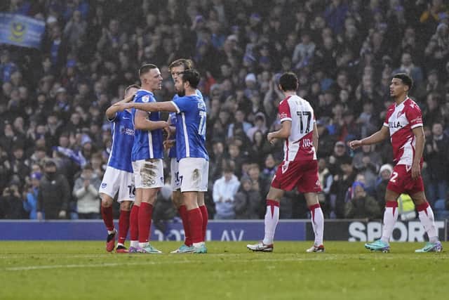Colby Bishop opted not to celebrate after netting Pompey's winner against Stevenage. Picture: Jason Brown/ProSportsImages