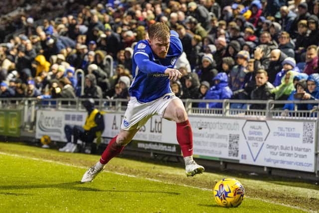 All eyes are on Jack Sparkes here as he bombs down the Pompey left flank.