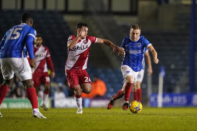 Joe Morrell made his 100th Pompey appearance in the New Year's Day clash with Stevenage. Picture: Jason Brown/ProSportsImages