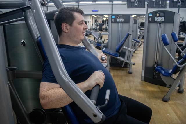 David George on the chest press machine. (Picture: Habibur Rahman)
