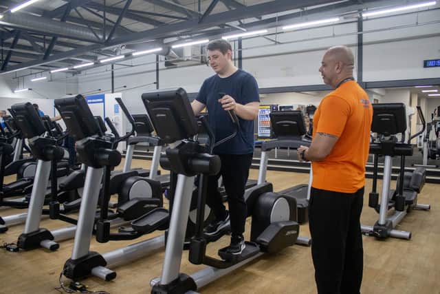 David George cooling down on the cross-trainer. (Picture: Habibur Rahman)