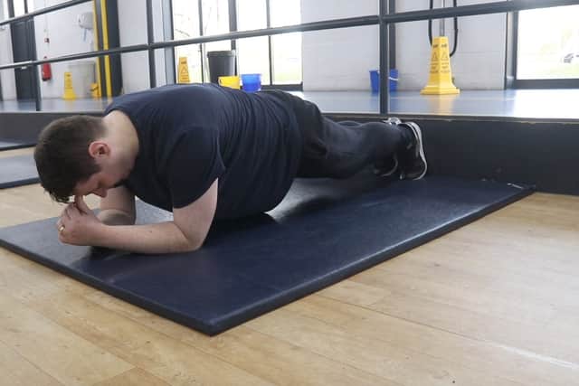 David George planking at Horizon Havant. (Picture: Habibur Rahman)