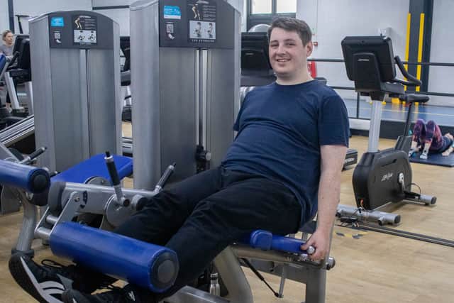 David George using the leg extension machine. (Picture: Habibur Rahman)