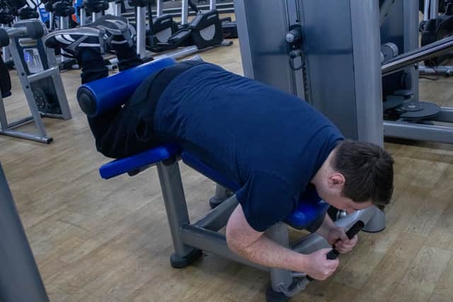 David George doing leg curls. (Picture: Habibur Rahman)
