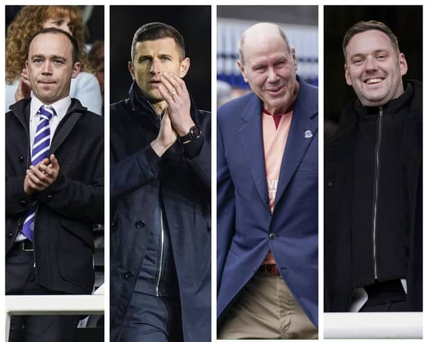 From left to right: head of recruitment Phil Boardman, head coach John Mousinho, chairman Michael Eisner and sporting director Rich Hughes all have roles to play in the January window.