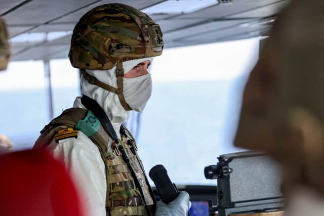 Officer of the Watch on the bridge of HMS Diamond in the Red Sea. Picture: LPhot Chris Sellars/MoD/Crown Copyright/PA Wire.