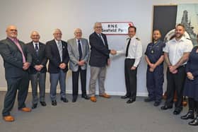 Veterans from RNSESA with Officer Commanding RNAESS, Cdr David Bartlett at HMS Sultan.