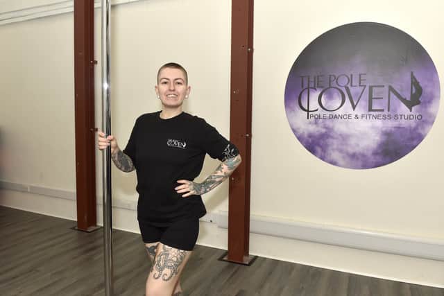 Chlo Hood (32) from Portsmouth, opened her pole dance and fitness studio called The Pole Coven at Portsmouth Enterprise Centre, Portsmouth, on December, 16, 2023.

Picture: Sarah Standing (150124-4683)