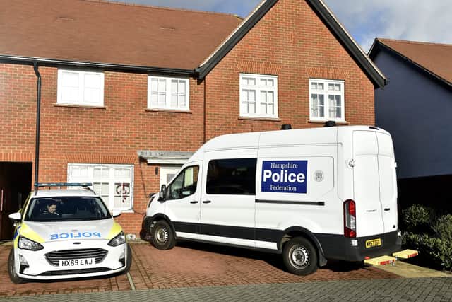Police in Nevinson Way, Waterlooville, on December 28, 2023.