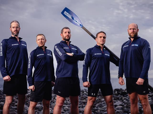 World's Toughest Row of Royal Navy submariners, known collectively as team HMS Oardacious, who have won the world's toughest rowing race by battling 3,000 miles across the Atlantic in 35 days, four hours and 30 mintues. Issue date: Wednesday January 17, 2024. PA Photo. The five servicemen arrived in their boat Captain Jim at English Harbour, Antigua, at just before 1pm on Wednesday having left the Canary Islands on December 13. See PA story DEFENCE Row. Photo credit should read: World's Toughest Row/PA Wire
