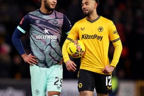 Pompey target Myles Peart-Harris, left, was in FA Cup action for Brentford on Tuesday night at Wolves. Pic: Getty.