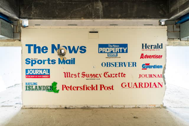 This wall inside The News Centre tells the story of which newspapers had previously been produced from the Hilsea site