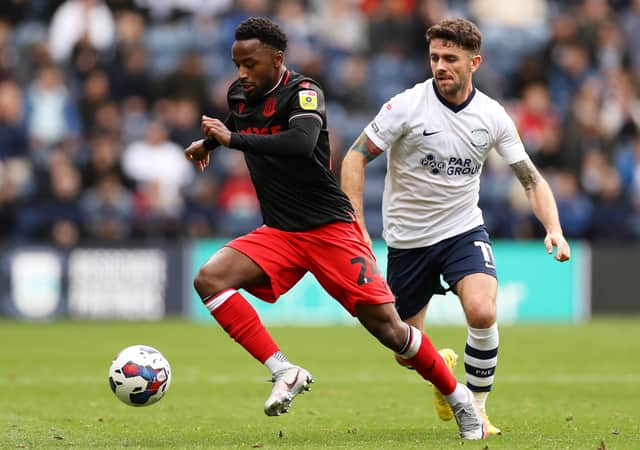 Tariqe Fosu, pictured on loan at Stoke last season, has been reportedly trialling with Pompey - denied by John Mousinho. Picture: Getty Images