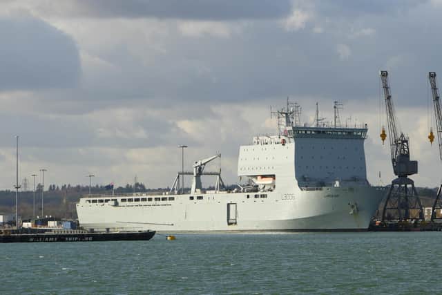 Royal Fleet Auxiliary (RFA) Largs Bay at the Sea Mounting Centre in Marchwood near Southampton. MPs have highlighted how there is a "significant risk to life" due to Ministry of Defence inventory failures that have seen medical supplies issued that passed their expiry date while armed forces were on tour. Issue date: Friday January 19, 2024. PA Photo. The Commons Public Accounts Committee (PAC) said it had warned 10 years ago of "waste and fragmentation" in the department's supply system but that a fresh investigation had found "many of those problems remain unresolved". Picture: Chris Ison/PA Wire
