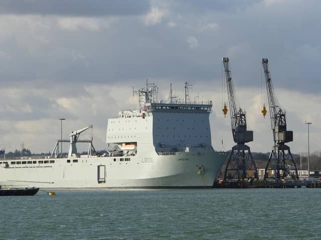 Royal Fleet Auxiliary (RFA) Largs Bay at the Sea Mounting Centre in Marchwood near Southampton. MPs have highlighted how there is a "significant risk to life" due to Ministry of Defence inventory failures that have seen medical supplies issued that passed their expiry date while armed forces were on tour. Issue date: Friday January 19, 2024. PA Photo. The Commons Public Accounts Committee (PAC) said it had warned 10 years ago of "waste and fragmentation" in the department's supply system but that a fresh investigation had found "many of those problems remain unresolved". Picture: Chris Ison/PA Wire 