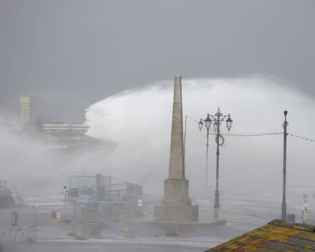 Strong winds will batter the city today.