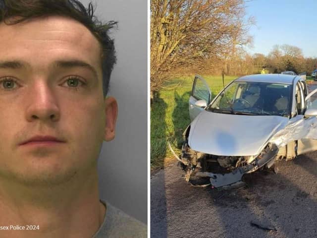 Jake Sharpe, 28, of Otway Road, Chichester, has ben jailed at Portsmouth Crown Court after he caused a "devastating crash" by pulling a car's handbrake. Picture: Sussex Police.