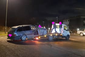 Two modified BMWs were towed away from a car meet in Whiteley by police. Picture: Hampshire Roads Policing Unit.