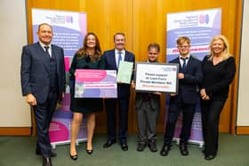 The Ross family campaigned at Westminster for the Down Syndrome Act with members of parliament, Gillian Keegan and Sir Liam Fox.Pictured left to right: Ken Ross, Gillian Keegan, Liam Fox, Fionn Crombie Angus, Max Ross, Rachael Ross