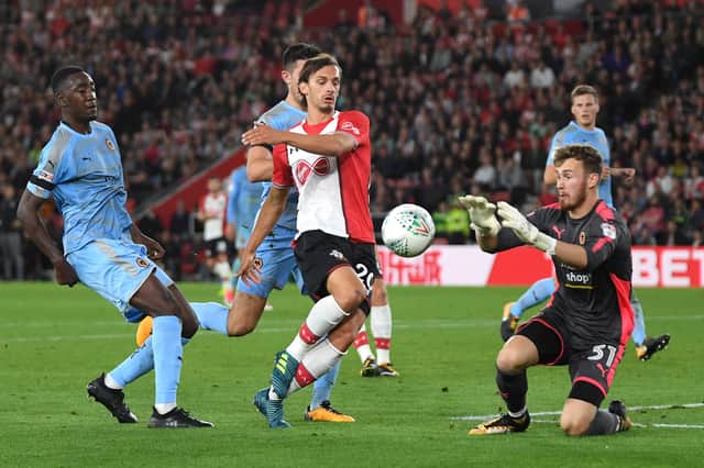 Wolves' Will Norris saves from Southampton's Manolo Gabbiadini in the Carabao Cup in August 2017. Picture: Mike Hewitt/Getty Images