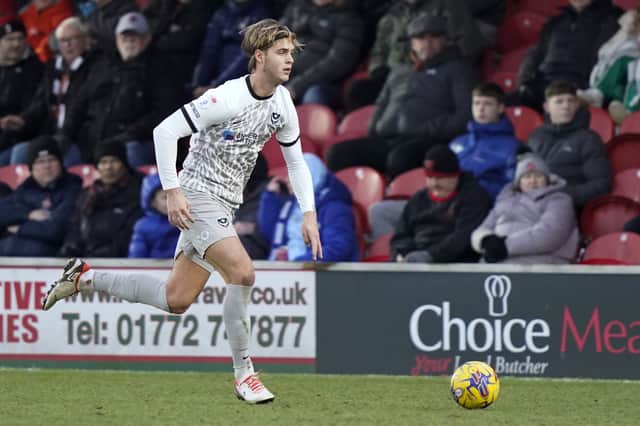 Ryley Towler was handed his first Pompey league start in five-and-a-half months for the trip to Fleetwood. Picture: Jason Brown/ProSportsImages
