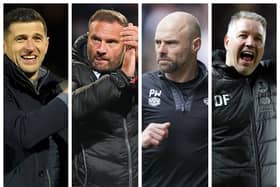 From left-right: John Mousinho, Ian Evatt, Paul Warne and Darren Ferguson are all leading Championship pushes for their sides.