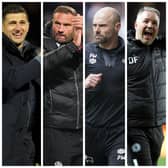 From left-right: John Mousinho, Ian Evatt, Paul Warne and Darren Ferguson are all leading Championship pushes for their sides.