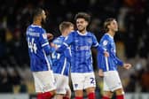 New-boy Myles Peart0Harris celebrates a winning start to his Pompey career. Picture: Jason Brown/ProSportsImages