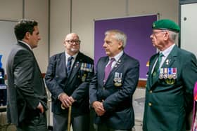 Veterans Minister, Johnny Mercer is visiting veterans HMS Sultan in Gosport on Wednesday 27th September 2023Pictured: Johnny Mercer talking to the veterans at HMS Sultan, Gosport. Picture: Habibur Rahman