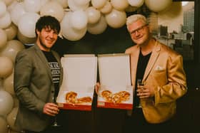 David George and Aaron Mackay got engaged at Frankie & Benny's where they went for their first date.