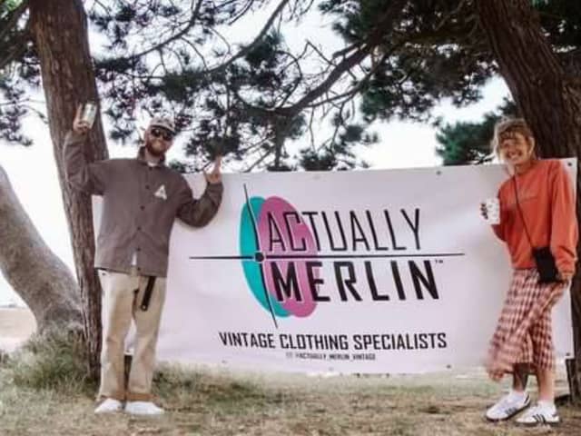 Merlin Pitt is getting ready to open his brand new vintage shop in Albert Road, Southsea. 
Pictured: Merlin (left) and his partner (right) - picture: Lucy Leo