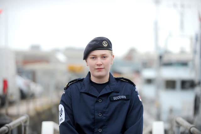 Pictured is: AB Nina Goodwin (18) of Nottingham, scheduled for her first deployment on Exercise Steadfast Defender. Picture: Sarah Standing (050224-5130)