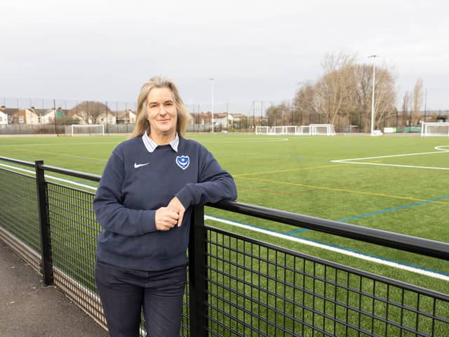 Pompey In The Community is continuing work to complete The John Jenkins stadium in Moneyfield Avenue, Portsmouth. Pictured: CEO Clare Martin on Tuesday 6th February 2024. Picture: Marcin Jedrysiak
