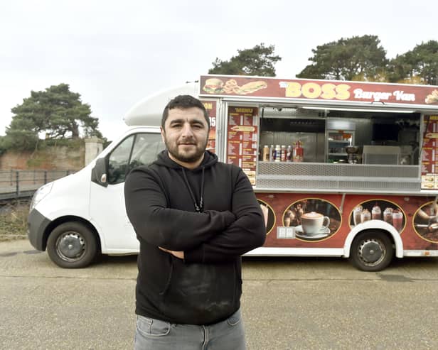 Siyami Er opened his Boss Burger Van at The Range in Gosport on Tuesday, February 6, with burgers half price for the first three days of trading. Picture: Sarah Standing (060224-6540)