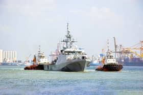 HMS Spey is currently in Japan after training with the Korean Navy. She is pictured in Colombo, Sri Lanka, earlier this year. Picture: Royal Navy/MoD Crown Copyright.